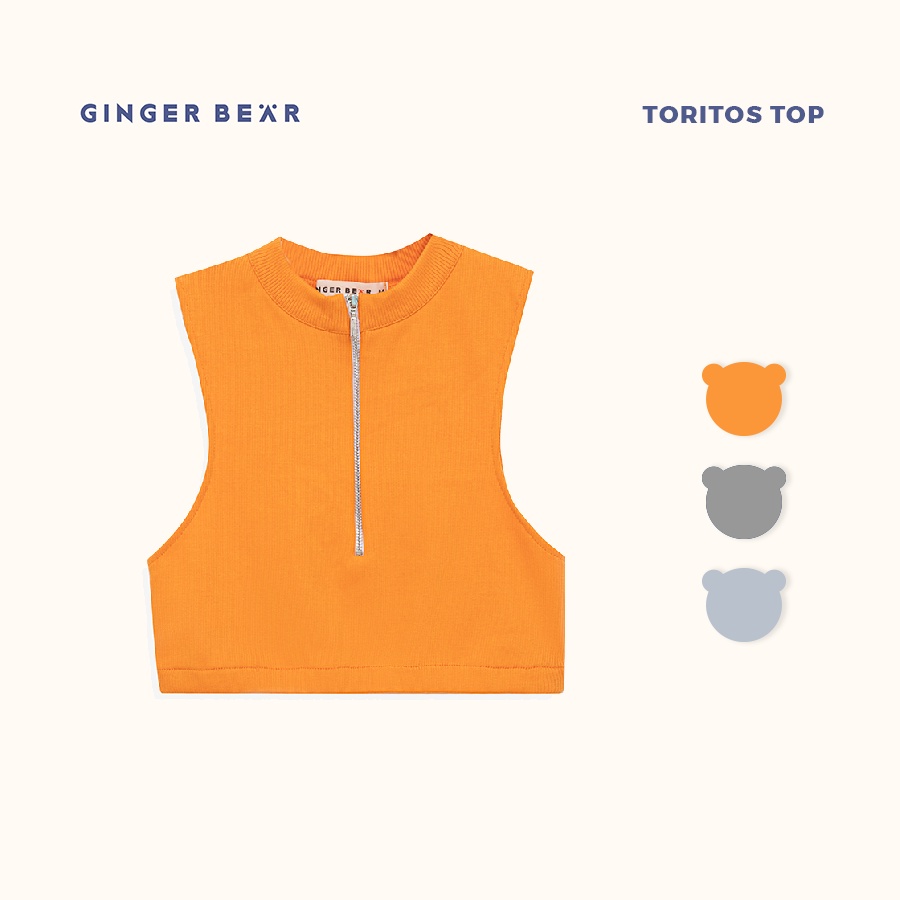 Gingerbear - Áo Croptop Sát Nách Dây Kéo Trước Ngực - Toritos Top