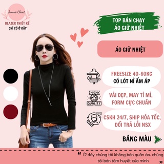 Áo giữ nhiệt nữ CÓ LÓT NỈ dày dặn dài tay co dãn ôm body Hàn Quốc