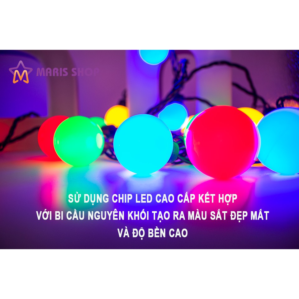 LED DÂY BI CẦU TRANG TRÍ NHÁY NHIỀU MÀU SẮC DÀI 5M - 20 BÓNG -dành cho quán bar, cafe, noel, trung thu, trang trí shop.