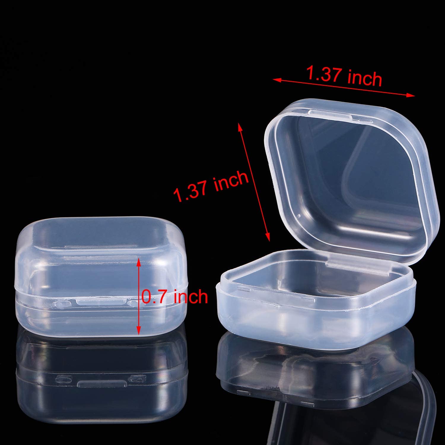 Hộp lưu trữ nút tai, Hộp đựng hạt nhựa trong suốt Hộp có nắp đậy cho nút tai, hạt và các vật dụng nhỏ khác Hộp lưu trữ trống (1,37 x 1,37 x 0,7 inch) 1 chiếc / 5 chiếc