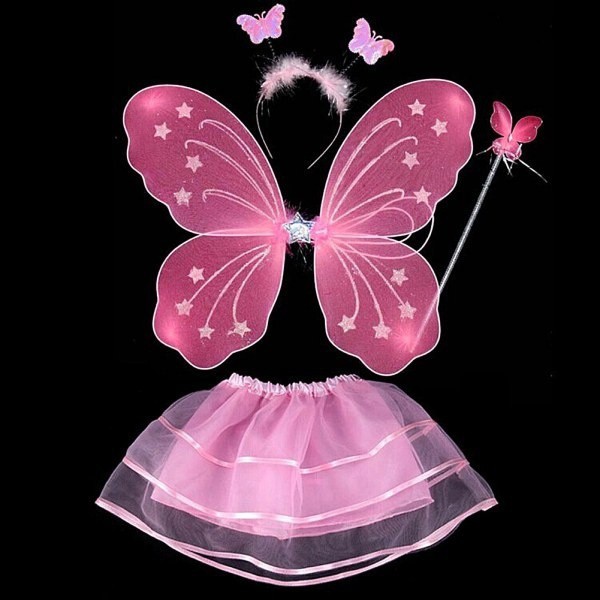 Combo 4 món: cánh bướm, băng đô, gậy phép và váy xòe cho bé gái