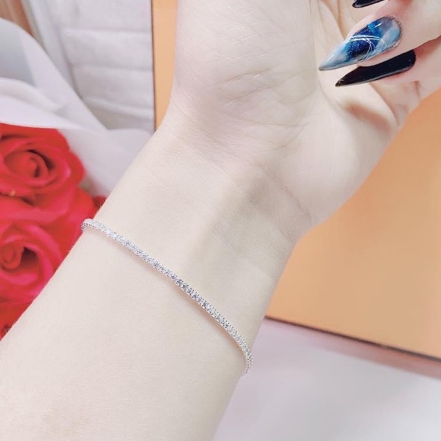 Lắc tay full dải đá bạc nhỏ xinh lấp lánh, bền đẹp chất lượng Mainomi Shop Bạc Xinh