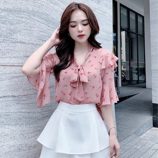 Áo sơ mi nữ hoa nhí kiểu hàn quốc công sở 3 màu ngắn tay A872 HILA