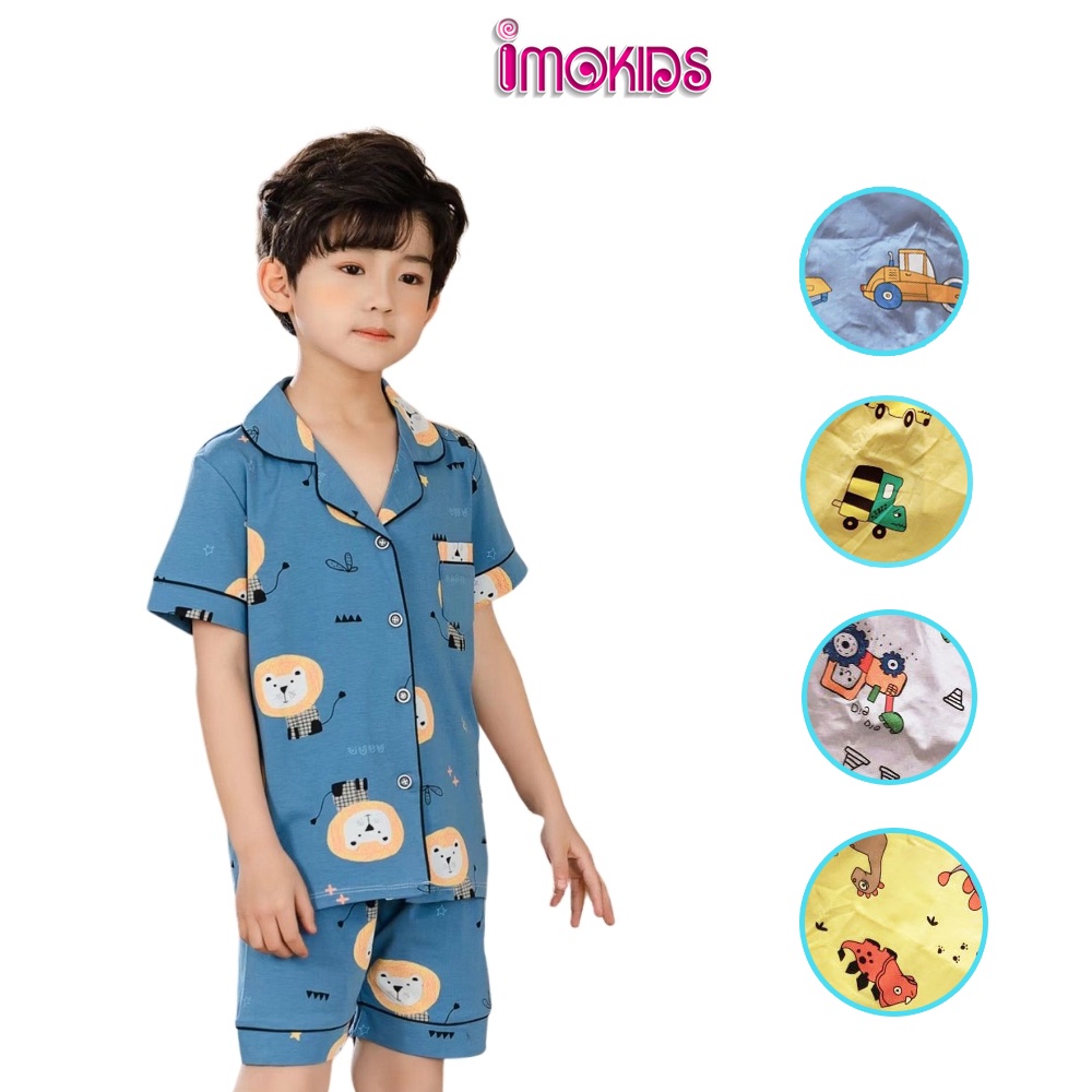 Đồ bộ pyjama bé trai QIQI 10-37kg bộ ngắn tay pijama cho bé QC xuất Hàn chất thun cotton mềm mịn co giãn hình ngộ nghĩnh