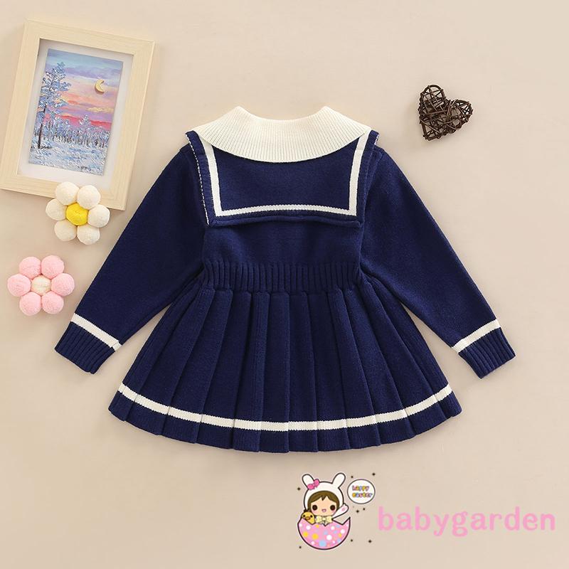 Áo Liền Quần Dài Tay Cổ Thủy Thủ Màu Sắc Tương Phản Cho Bé Gái 6 Tháng-3 Tuổi