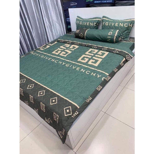 Bộ Chăn Ga Gối Mùa Hè 5 Món Cotton Poly ( Mẫu Kẻ )