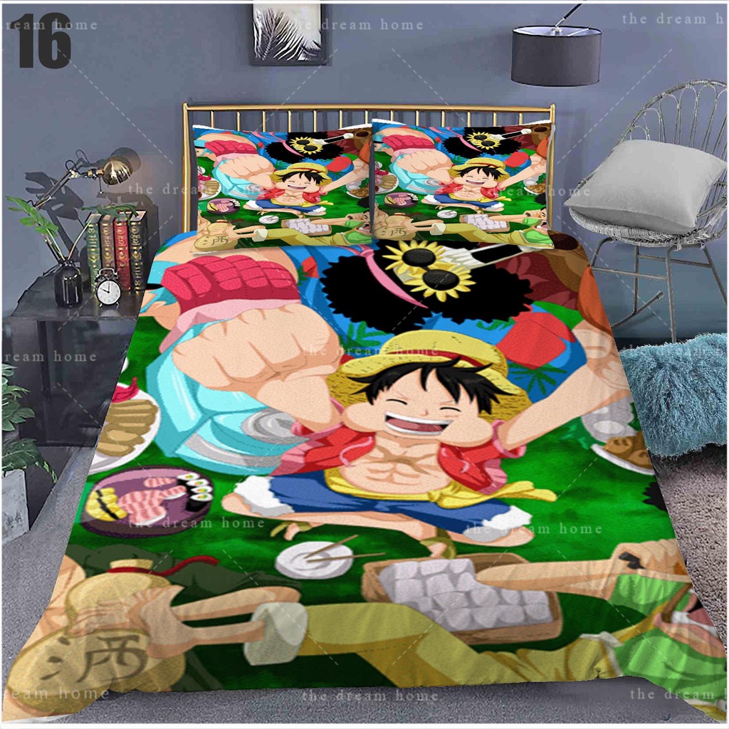 Bộ Chăn Ga Và Vỏ Gối 3 Trong 1 Họa Tiết Anime ONE PIECE
