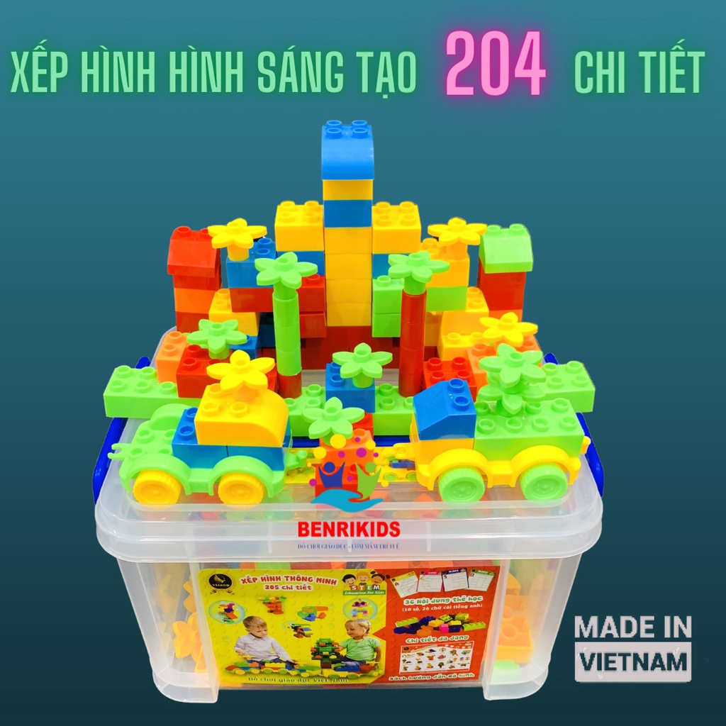 Đồ Chơi Xếp Hình 204 Chi Tiết Giúp Trẻ Phát Triển Trí Tuệ Thông Minh Hàng Việt Nam