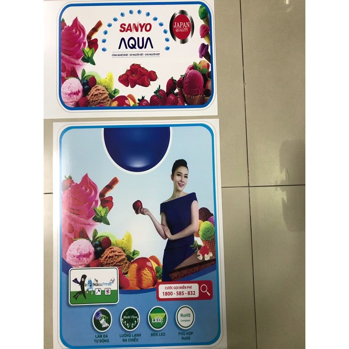 Combo 10 tem dán tủ lanh Sanyo Aqua/ Combo 10 miếng dán tủ lạnh Sanyo Aqua