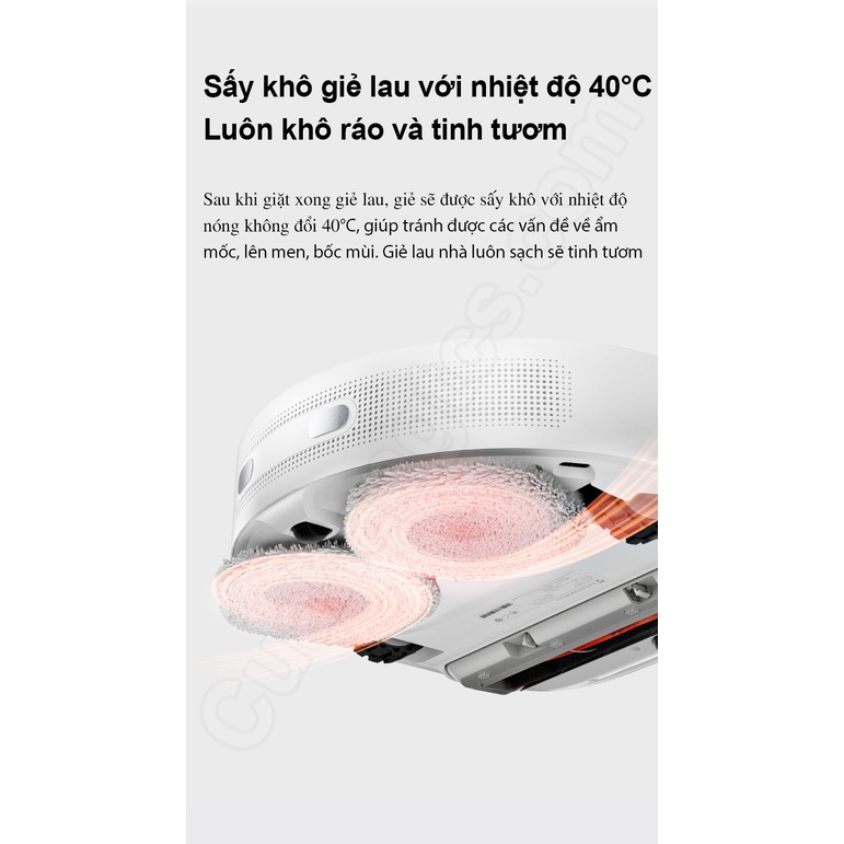 Robot hút bụi lau nhà Xiaomi Mijia STYTJ06ZHM - 3000PA, tự động giặt giẻ, tự sấy khô, và khử khuẩn, 2 ngăn chứa nước