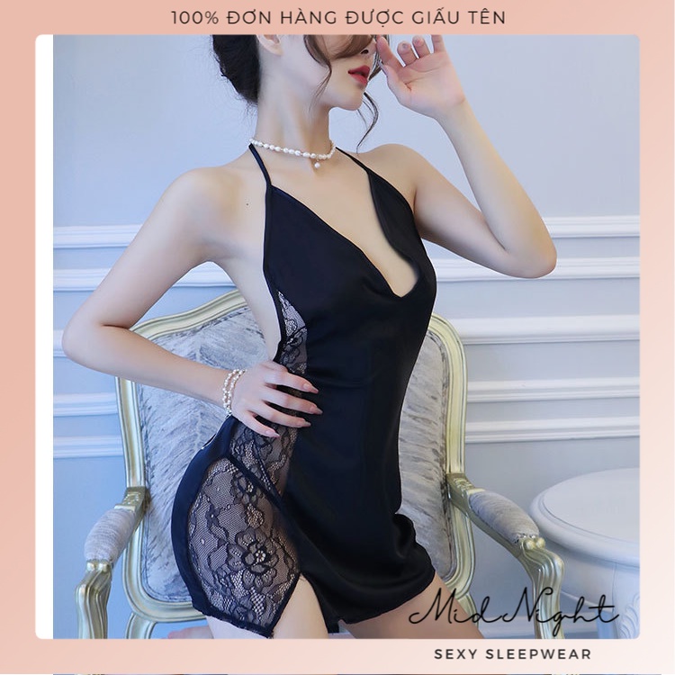 Váy Ngủ Sexy Chất Liệu Ren Dây Đeo Cổ - Đồ Lót Gợi Cảm Trong Suốt Đầy Cám Dỗ Mid Night Sexy | BigBuy360 - bigbuy360.vn