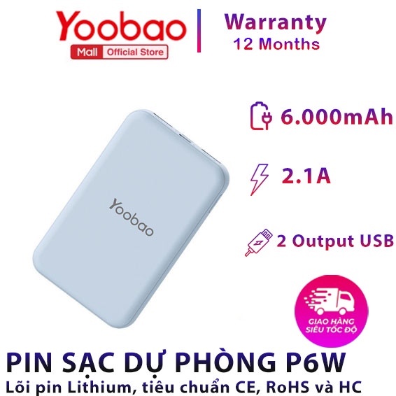 Pin sạc dự phòng mini Yoobao P6W 6000mAh YOOBAO