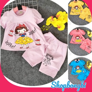 Bộ bé gái cộc tay quần ngố dáng xòe chất cotton co dãn đẹp mát