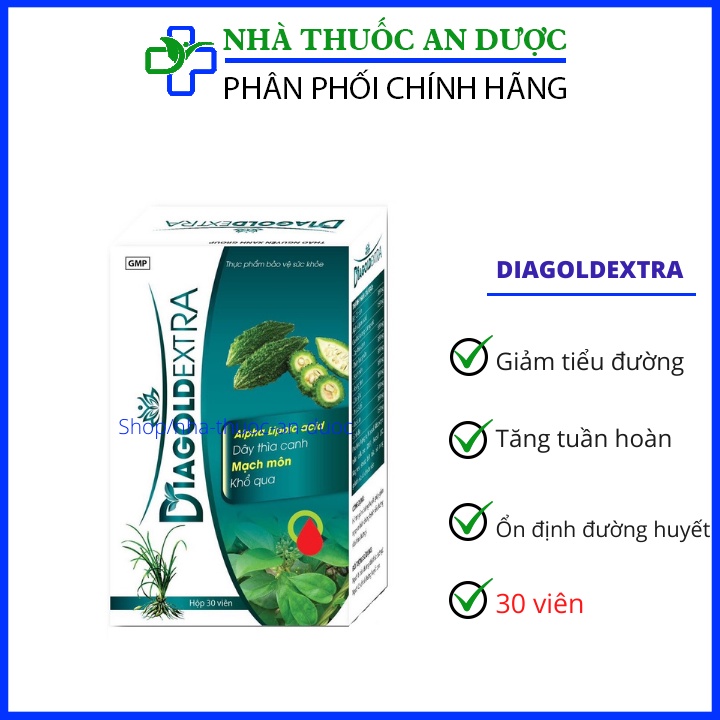 Viên uống giảm Tiểu Đường Diagold Extra- Giúp giảm Cholesterol máu, Cải thiện biến chứng tiểu đường Hộp 30 viên