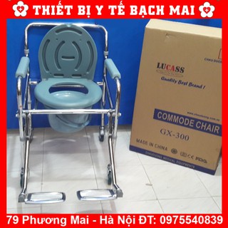 Ghế bô vệ sinh lucass gx300 có để chân, có bánh xe