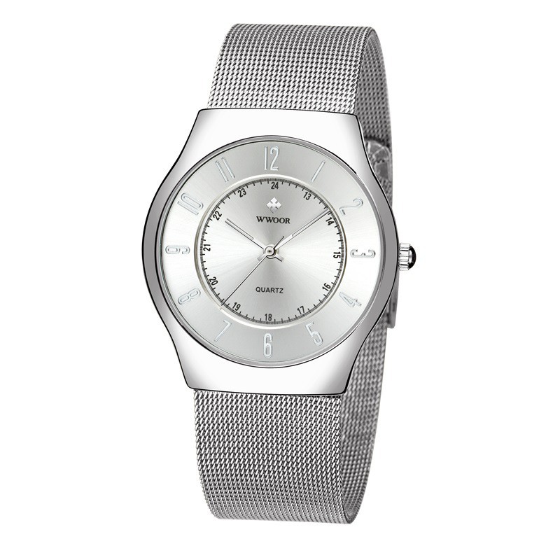 ĐỒNG HỒ NAM WWOOR 8829,DÂY THÉP KHÔNG GỈ,MẶT KÍNH CHỐNG TRẦY XƯỚC Bán lẻ giá sỉ