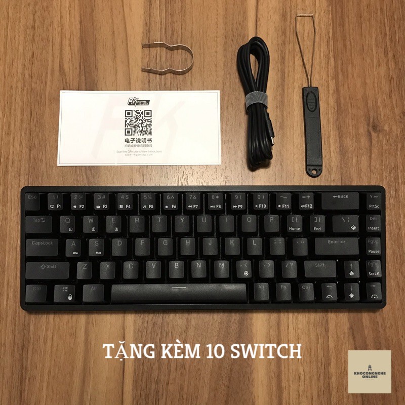 RK G68 RGB - Bàn phím cơ không dây Royal Kludge RK G68 RGB Bluetooth 5.0 và Wireless 2.4G (HOTSWAP) - CHÍNH HÃNG