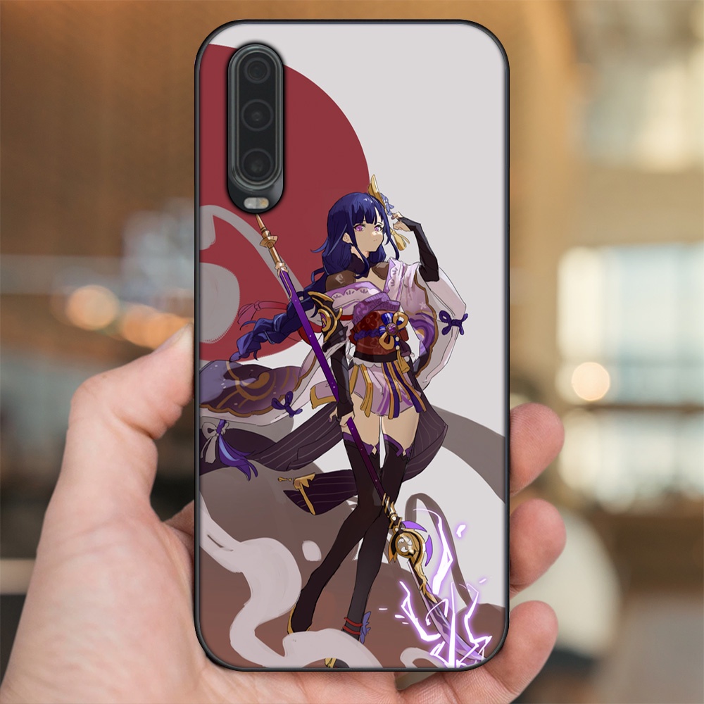 Ốp lưng Huawei P30 viền đen in hình Raiden Shogun Genshin Impact