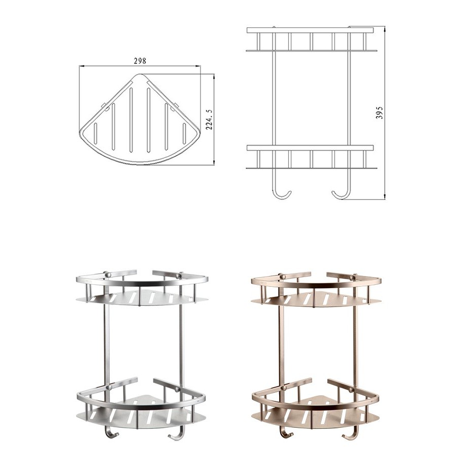 Kệ góc phòng tắm 2 tầng inox 304