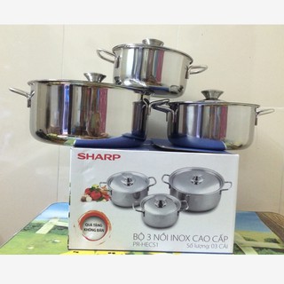 Nồi Sharp inox cao cấp 3 chiếc