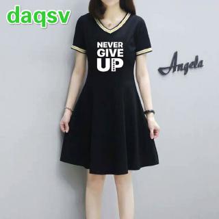 Đầm Nữ Ngắn Tay Dáng Chữ A In Chữ Never Give Up