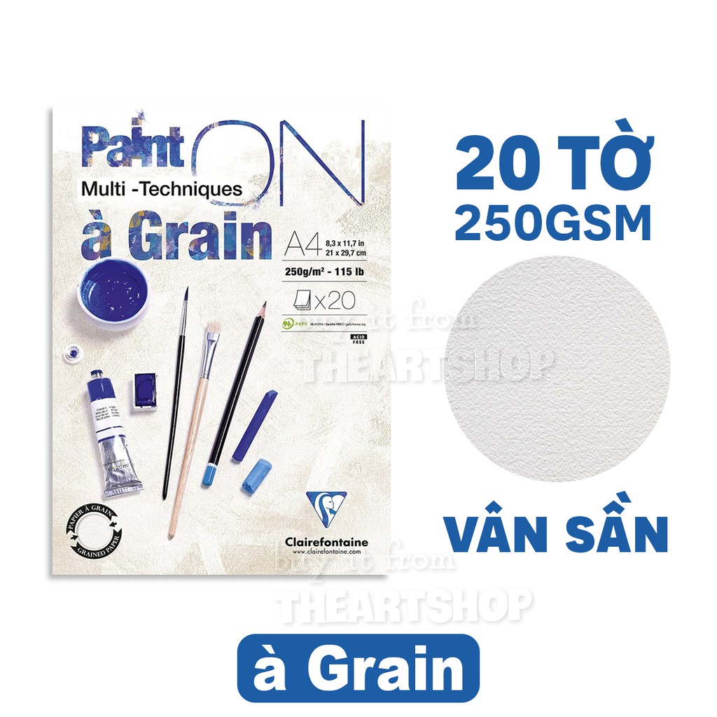 Sổ vẽ PAINT ON đa dụng giấy 250gsm - CLAIREFONTAINE Paint On Multi-Techniques THEARTSHOP