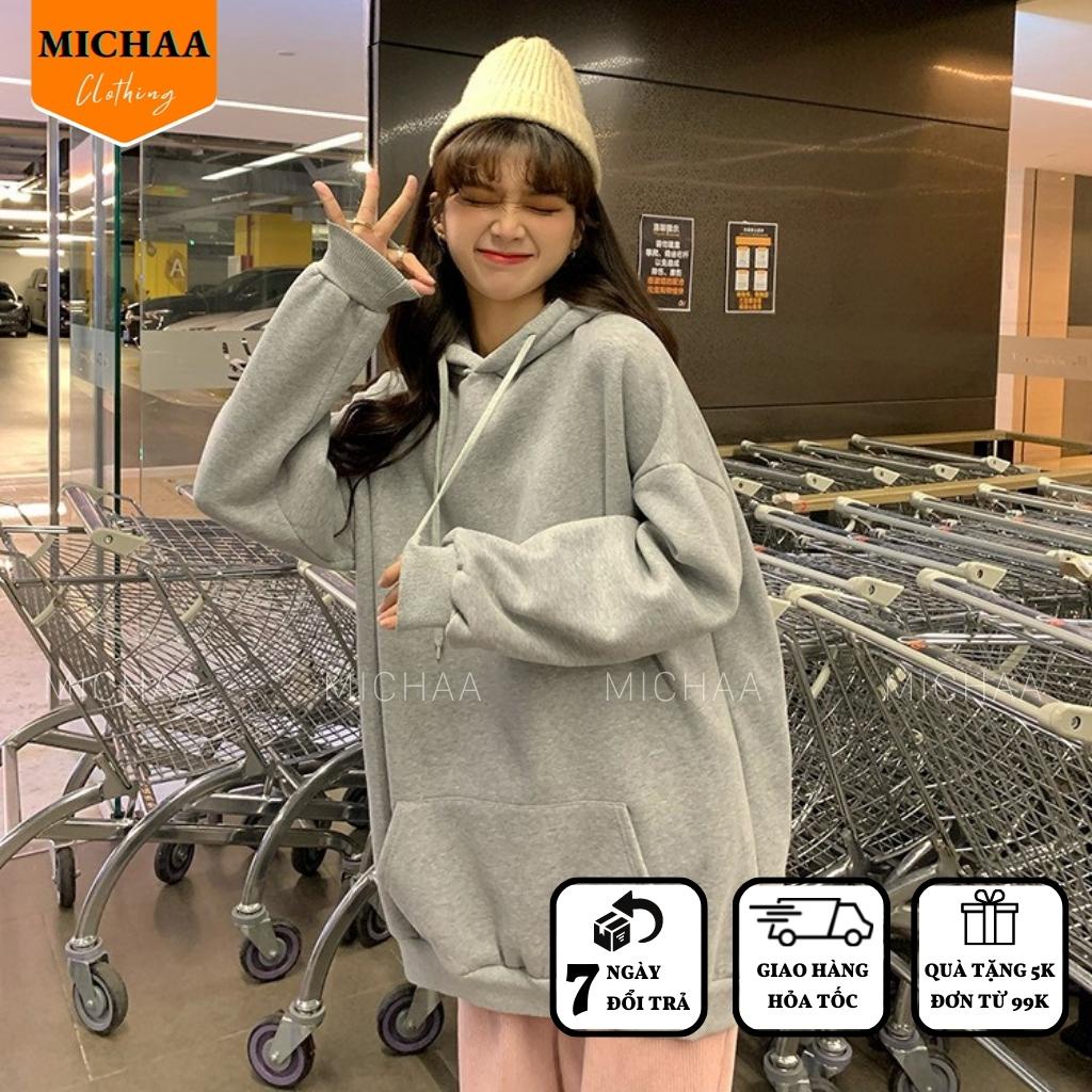 Áo Khoác Nỉ HOODIE TRƠN Nam Nữ Ulzzang Unisex Form Rộng Đẹp - MICHAA