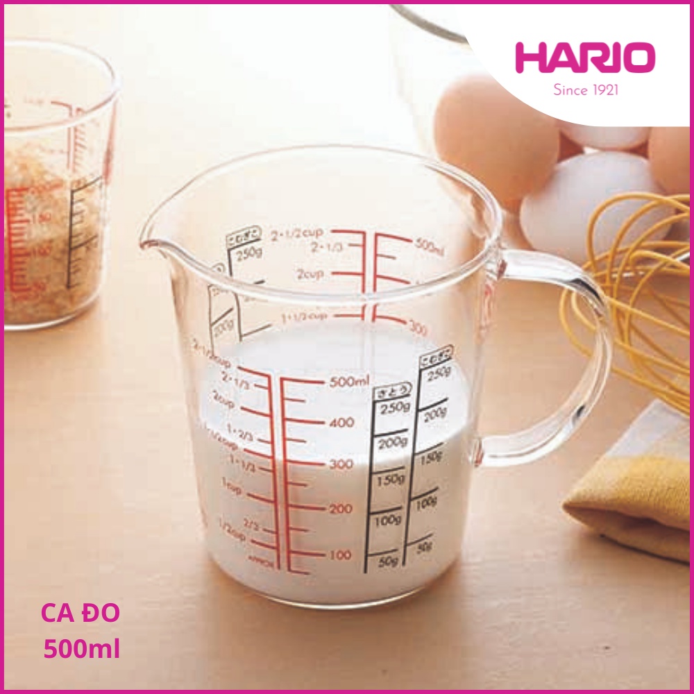 [Mã BMBAU50 giảm 7% đơn 99K] Ca Đo Lường Thuỷ Tinh Hario 500ml CMJW-500