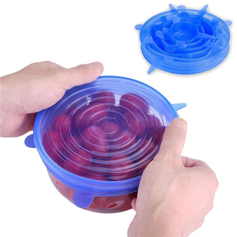 Bộ 6 Nắp Đậy Tô Chén Bằng Silicone Có Thể Tái Sử Dụng