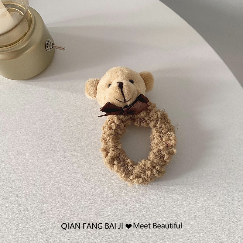 Dây cột tóc Seagloca hình thỏ/ gấu vải lông dễ thương