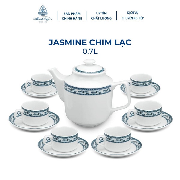 bộ ấm trà gốm sứ Minh Long Chim Lạc - bộ ấm trà sứ Minh Long