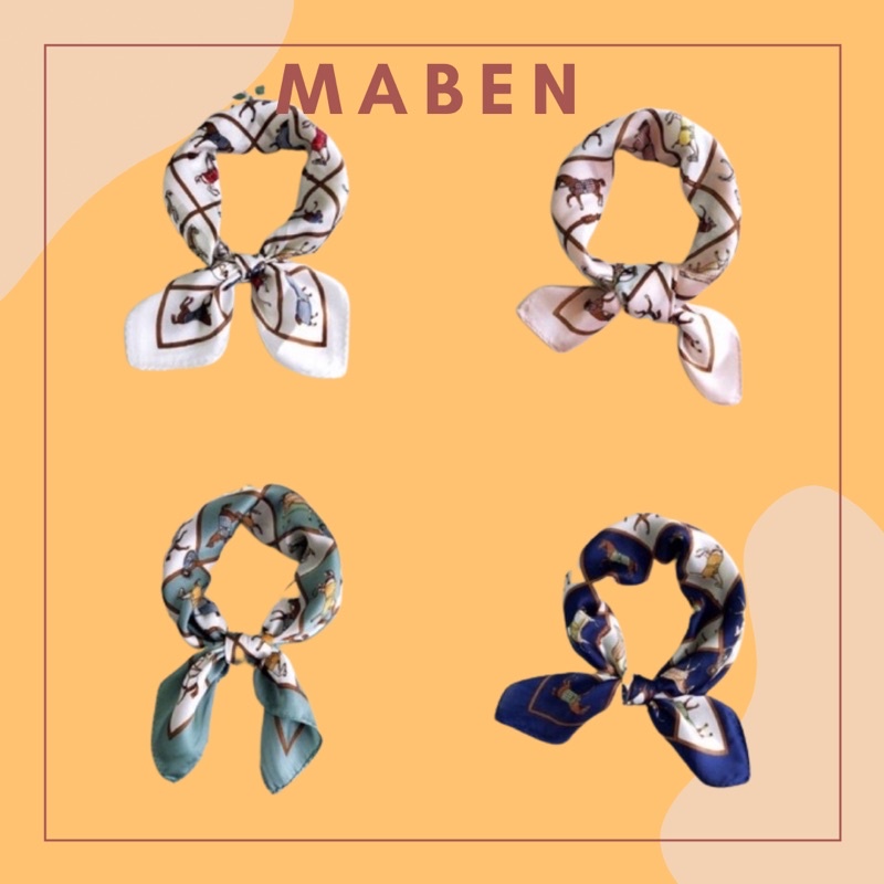 Khăn turban in hình con ngựa lụa mini size 53x53cm - Maben