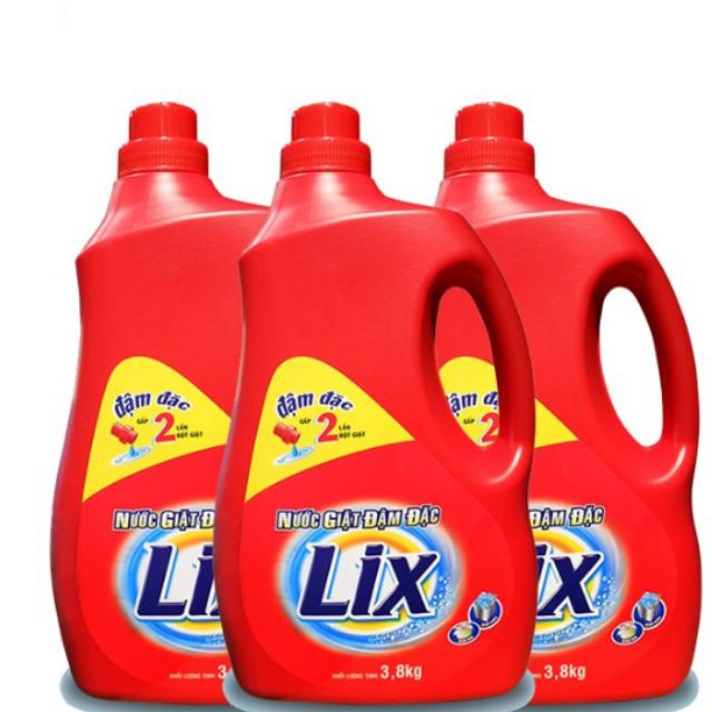 Bộ 3 chai Nước giặt Lix 3,8L Đậm Đặc