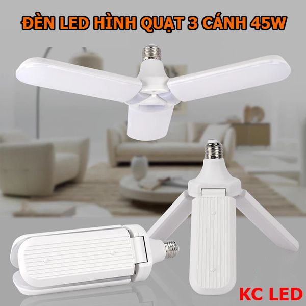 Đèn Led Hình Quạt 3 Cánh 45W Siêu Sáng Đuôi Xoáy E27 Bảo Hành 12 Tháng