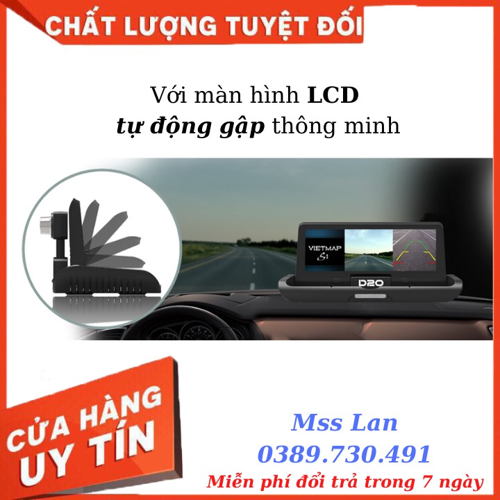 Camera Hành Trình Đặt Taplo Ô Tô VIETMAP D20 Màn Hình Gập Tự Động, Có Camera Lùi + Tặng Kèm Thẻ Nhớ 16GB, Sim Dữ Liệu 3G