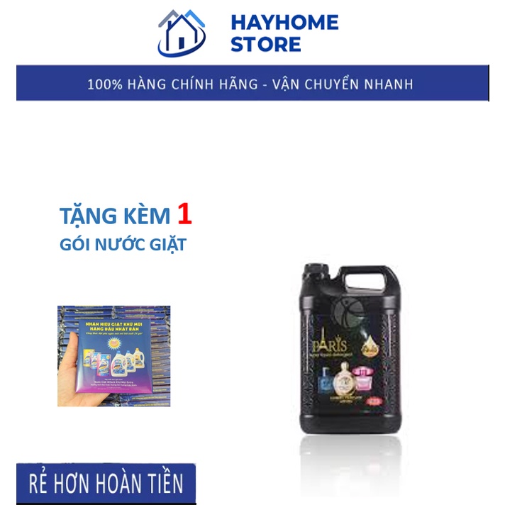 Nước Giặt Xả Paris Hương Nước Hoa 5000ml, Nước Giặt Paris, Không Hoá Chất, An Toàn Cho Da, Tẩy Siêu Sạch