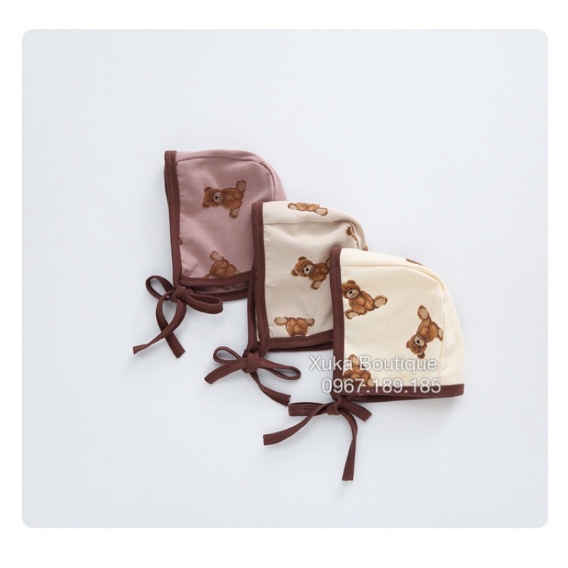 Bodysuit Kèm Quần + Mũ Hình Gấu Cao Cấp Cho Bé 0-2 Tuổi Style Hàn Quốc Cotton Dài Tay Thu Đông Cực Đẹp