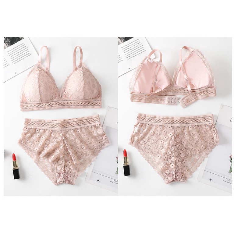 Đèn Led 38 / 85AB 38 / 85AB Chất Lượng Cao----Bộ Đồ Lót Hai Mảnh Phối Ren Không Gọng Hở Lưng Gợi Cảm 32 / 70AB