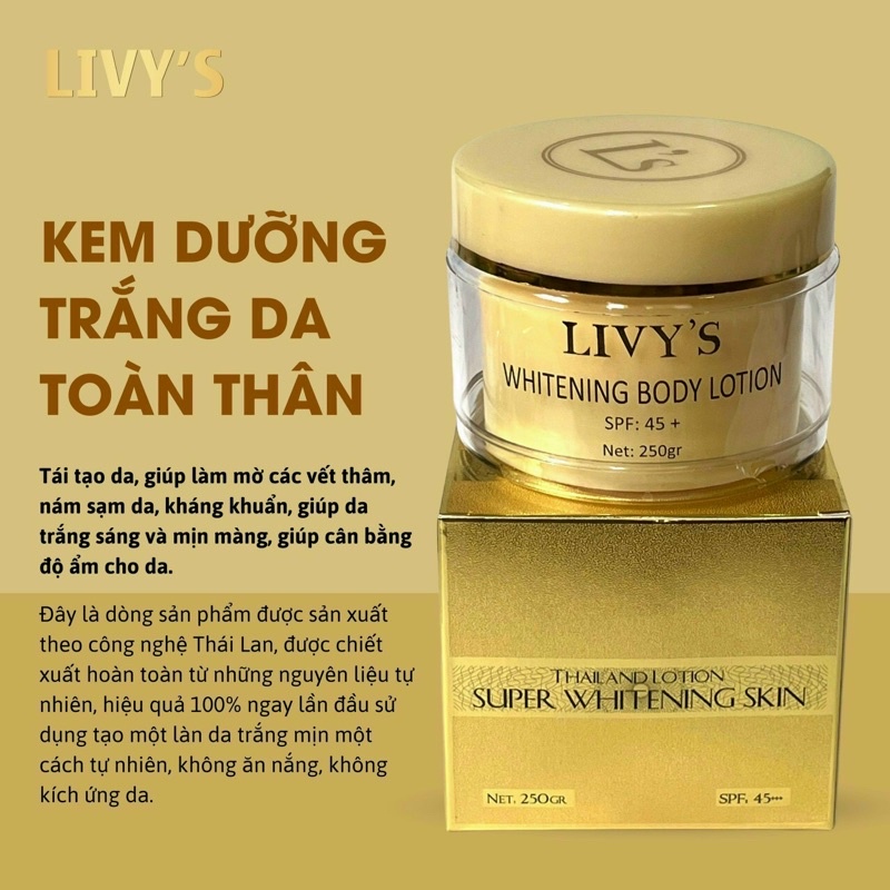 Kem dưỡng trắng da toàn thân LIVY’S hàng Thái Lan chính hãng