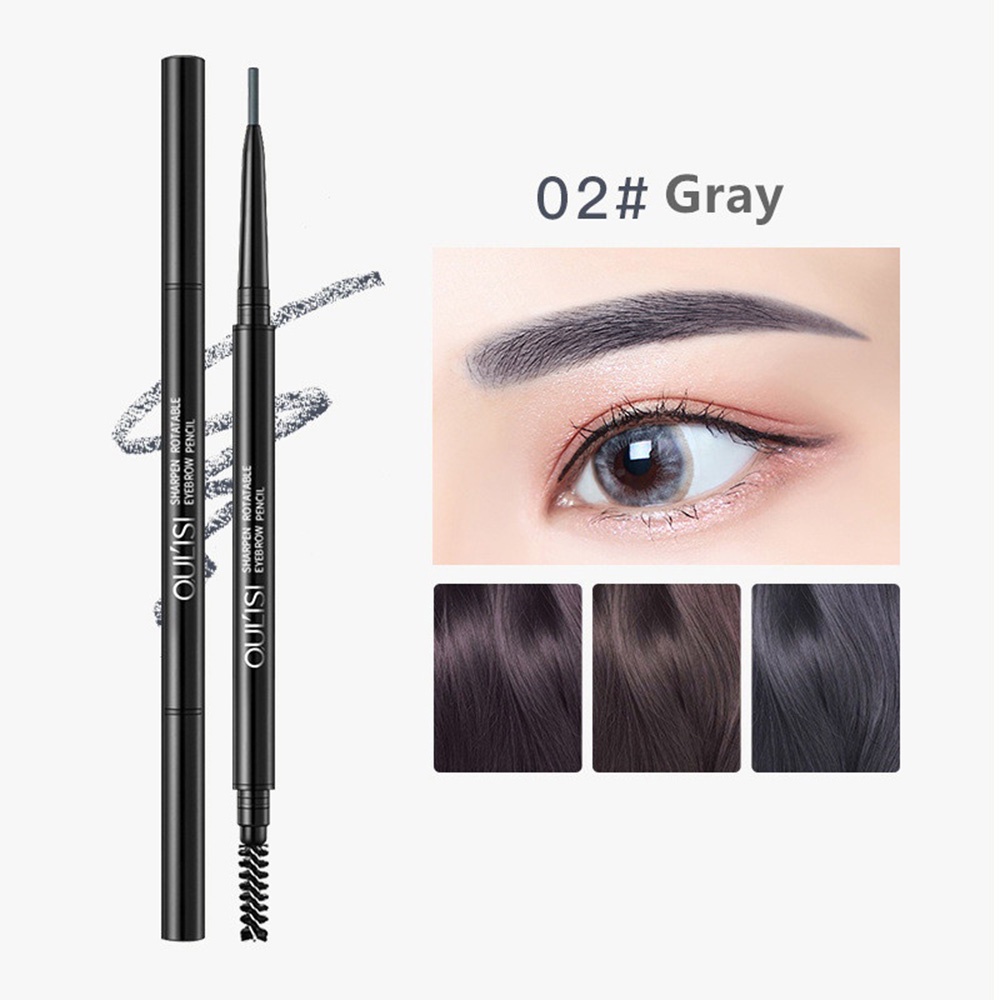 Bút Chì Kẻ Lông Mày Màu Đen / Nâu Lâu Trôi Chống Thấm Nước Tự Nhiên Thân Thiện Với Da Có Cọ Trang Điểm Hiệu OULISI