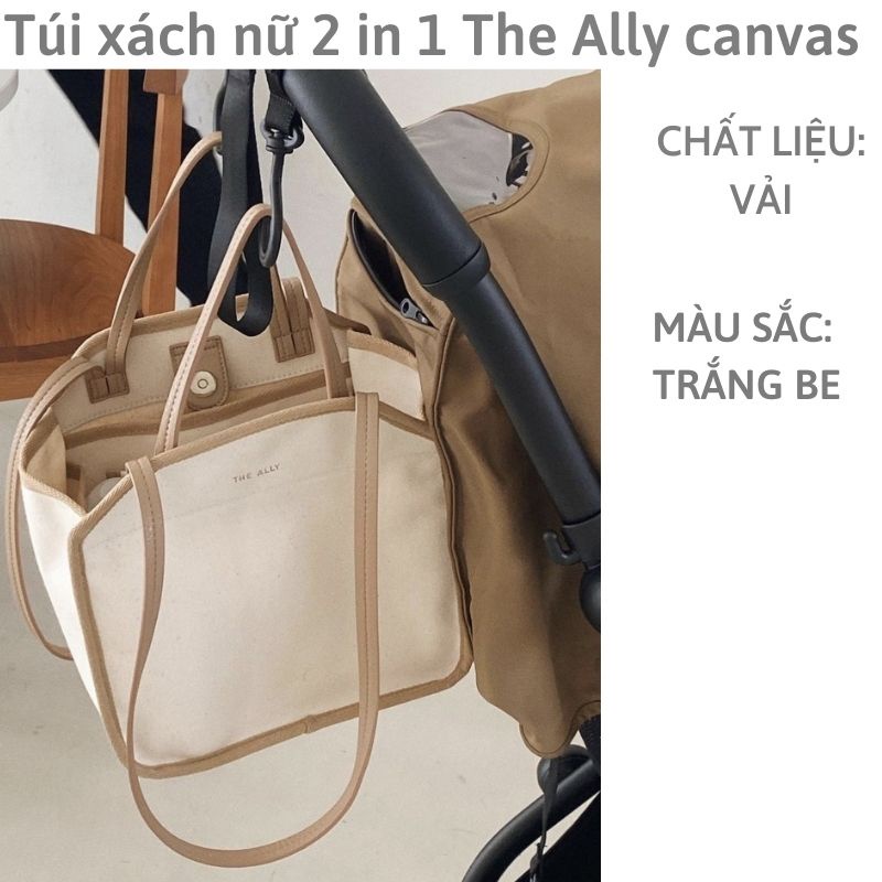 Túi xách nữ đeo chéo cầm tay 2 in 1 The Ally canvas đựng bỉm sữa du lịch tặng kèm ví nhỏ JUMITO T3.009