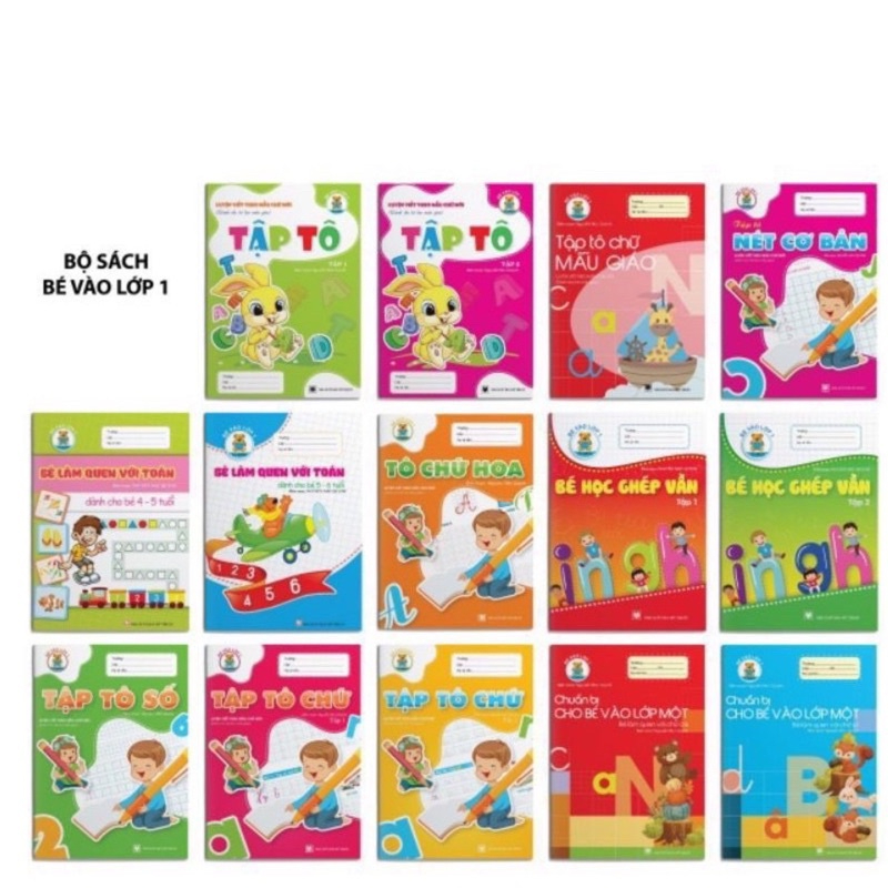 Sách - Bộ 10 Quyển Tô Nét Cơ Bản , Tô Chữ, Tô Số - Làm Quen Chữ Cái/Chữ Số (Chuẩn Bị Vào Lớp 1)