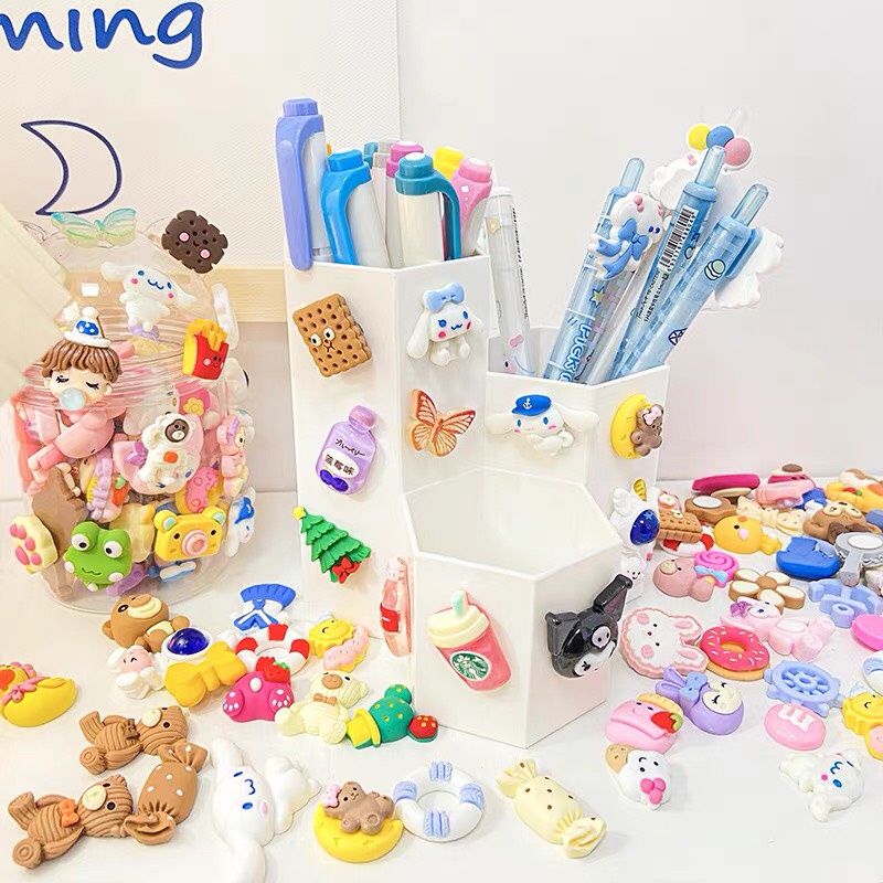 Set 4 stickers 3D dán bình nước trang trí decor dễ thương cute K-House Smart