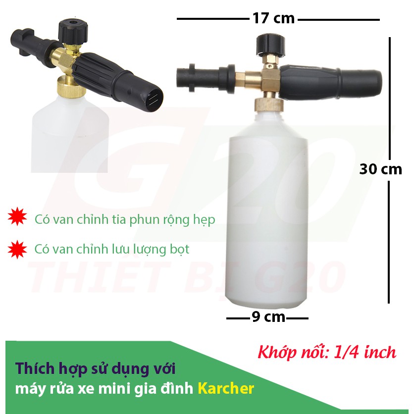 Bình phun bọt tuyết 1 lít cho máy rửa xe Karcher gia đình