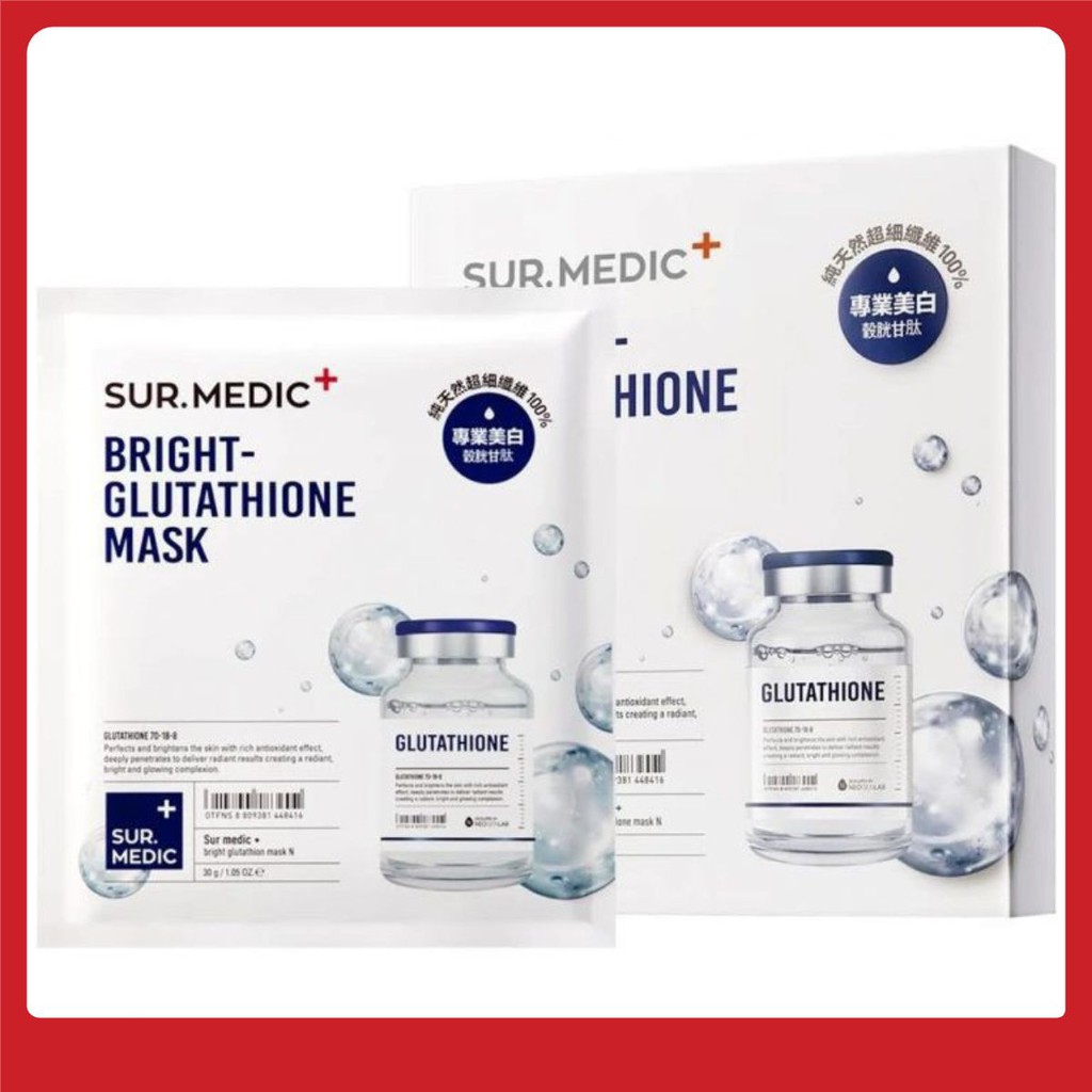MẶT NẠ Dưỡng Trắng Da Chuyên Sâu Sur.Medic+ Bright Glutathione Mask 30g CHUẨN HÀN
