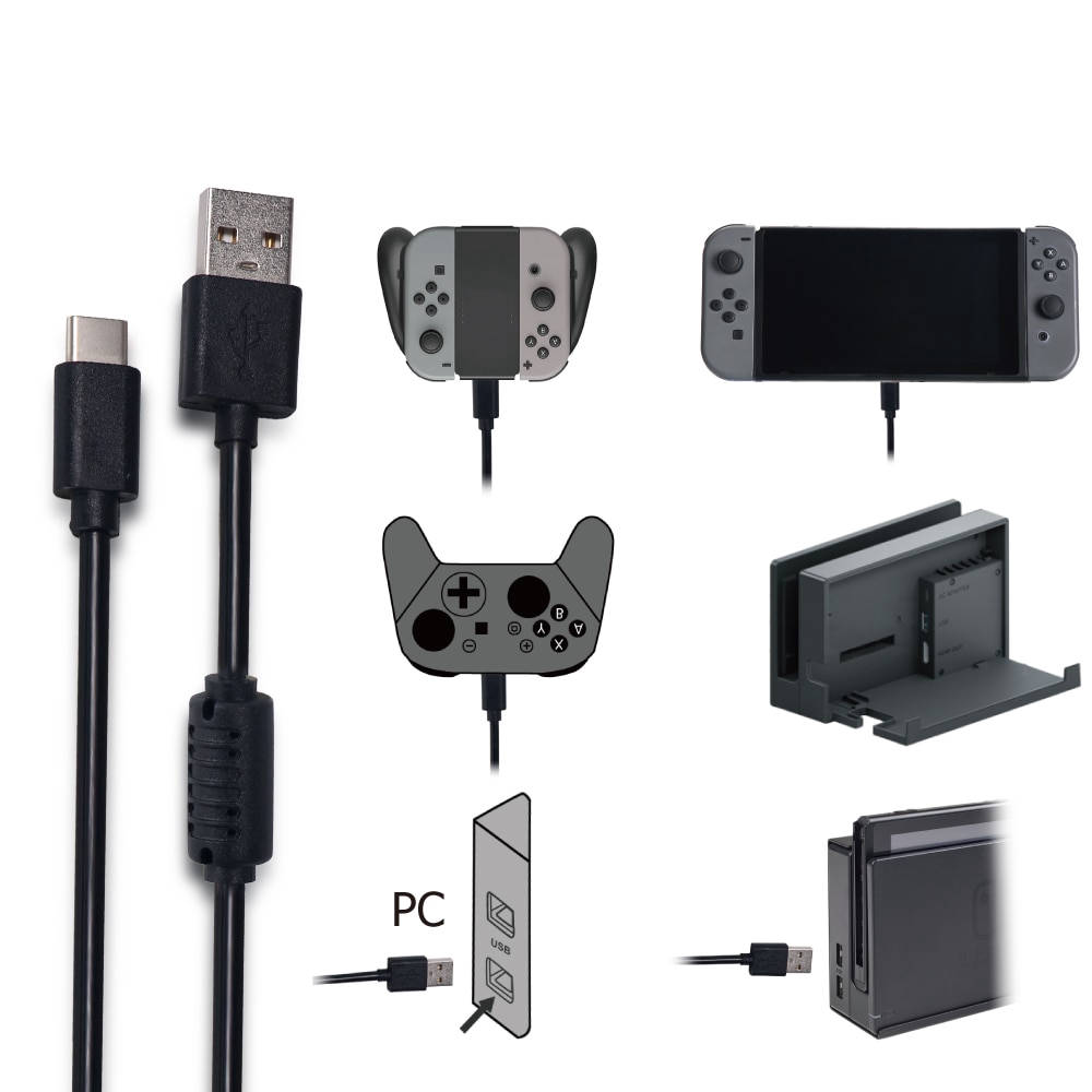 Dây Cáp Sạc Nhanh 1.8M Cho Máy Chơi Game Nintendo Switch