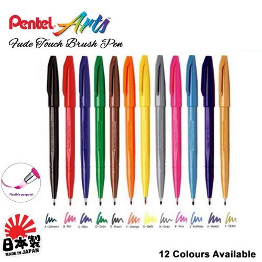 Bộ bút ngòi cọ Pentel fude touch brush sign SES15C