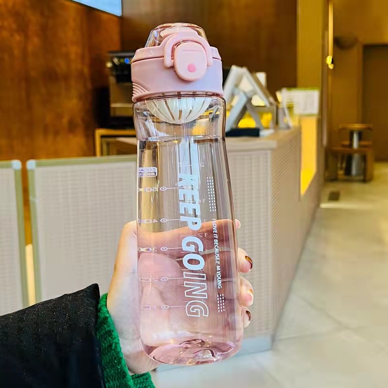 Bình nước thể thao Keep Going, Bình nước tập gym chất liệu nhựa PC dung tích 800ml