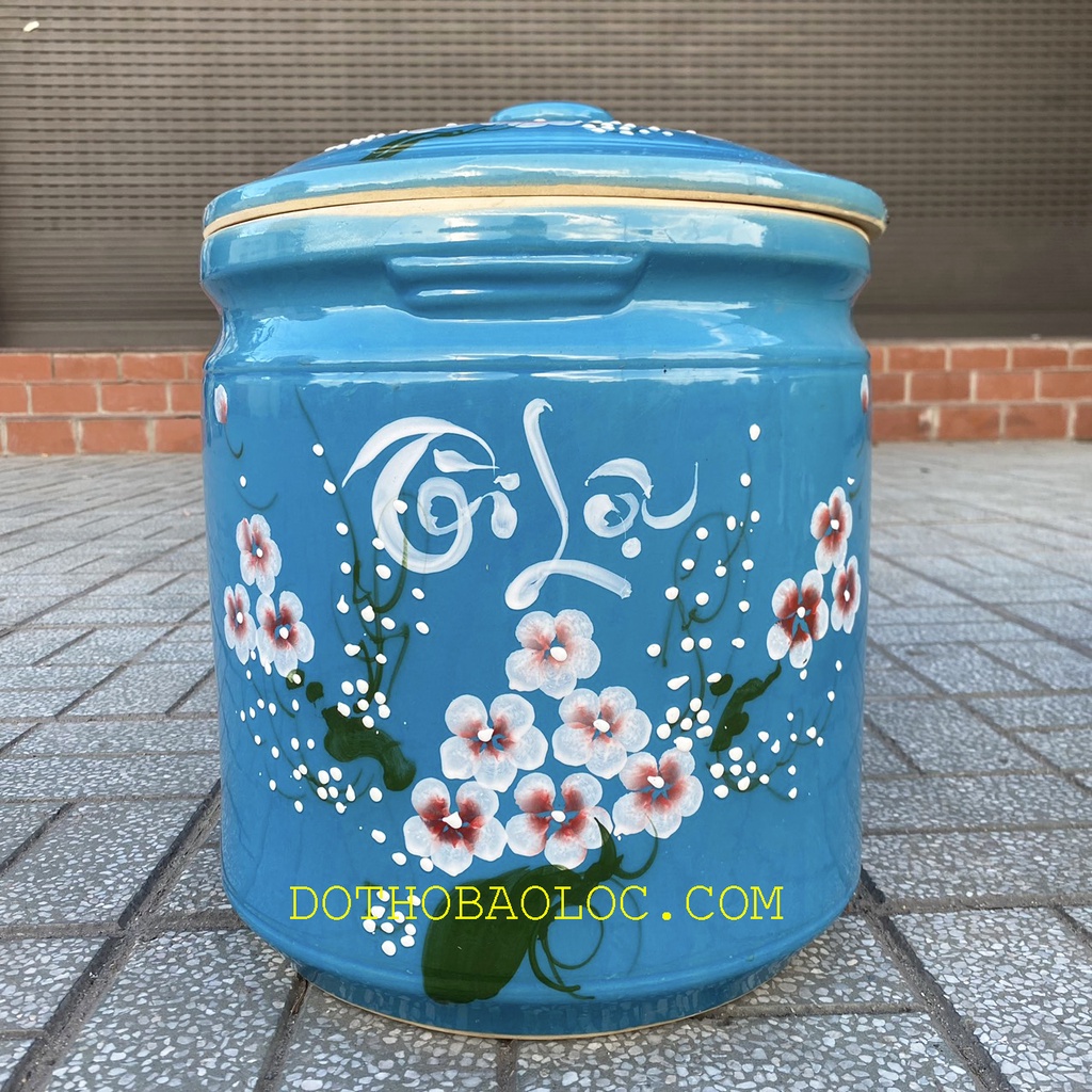 Hũ gạo Tài Lộc Bát Tràng cao 42cm đựng được 25 kí gạo
