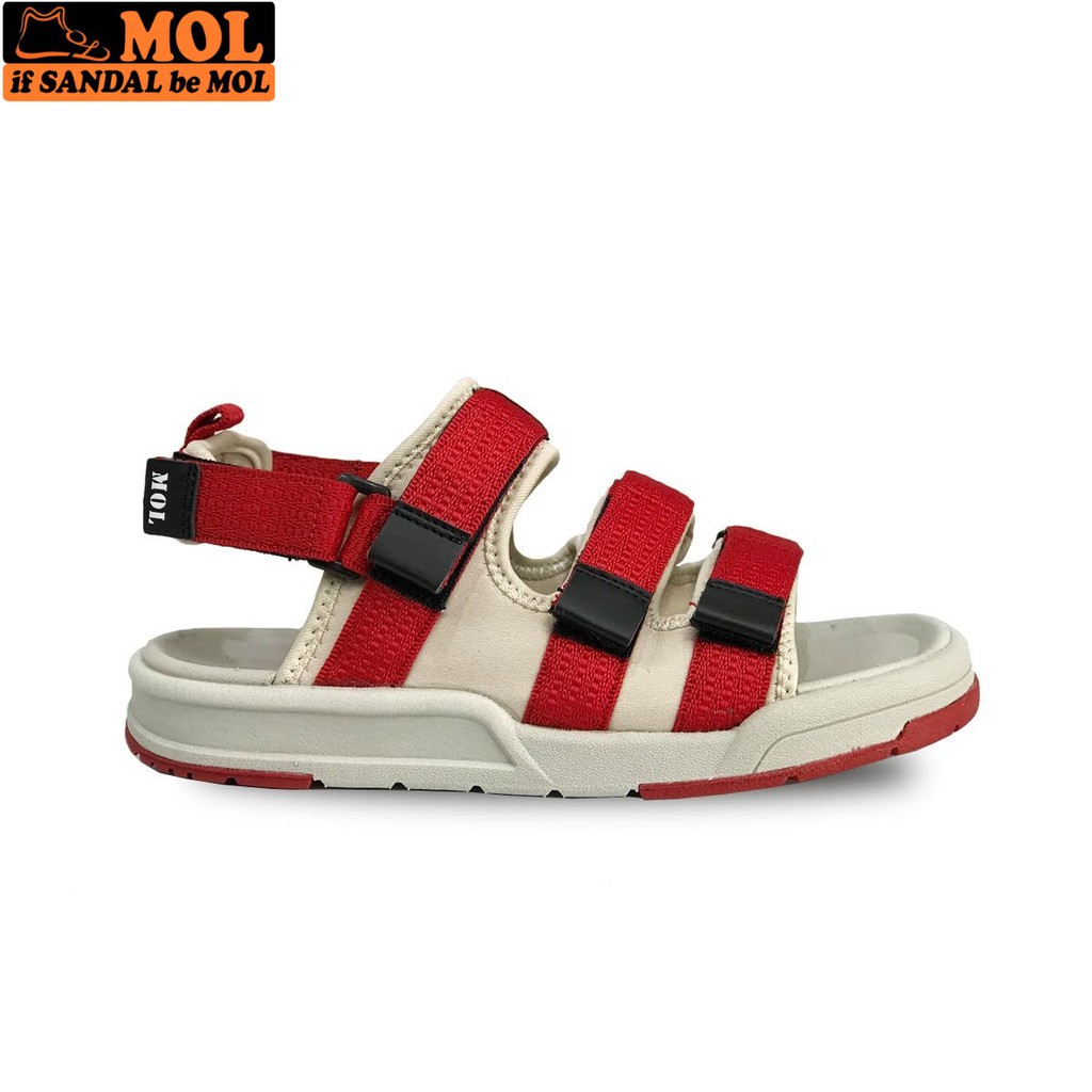 Giày sandal unisex nam nữ 3 quai ngang vải dù có quai hậu tháo rời hiệu MOL mang đi học du lịch MS1802B